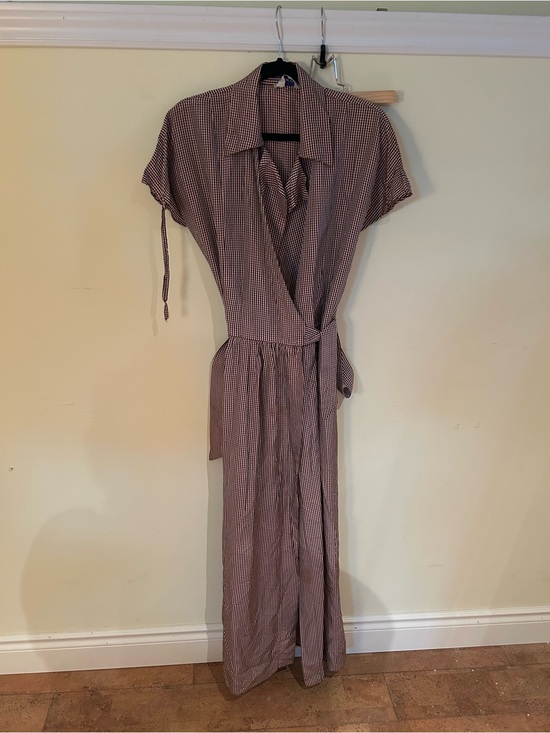 Handmade Dresses & Skirts - Vintage Handmade Gingham Wrap Maxi Dress with Belt